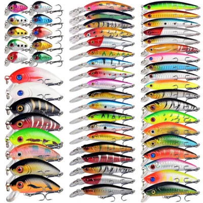 56 Stück Kunstköder Wobbler Forellen Hecht Barsch Angeln Crankbait Köder Lure - Bild 1 von 4