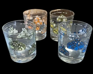 SET OF 4 VINTAGE BOURBON WHISKEY OR WATER GLASS FAUX STAINED GLASS LIGHT FIXTURE - Picture 1 of 7