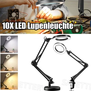 2-in-1 Lupe mit Licht und Ständer 10X Lupenleucht Dimmbare LED Schreibtischlampe - Bild 1 von 12