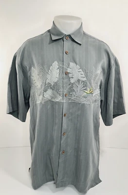 Bamboo Cay - Embroidered Bird of Paradise Flower Mens Lg. Hawaiian Aloha Shirt - Image 1 of 4