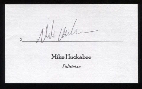 Mike Huckabee Signed 3x5 Index Card Autographed Signature Politician Cover