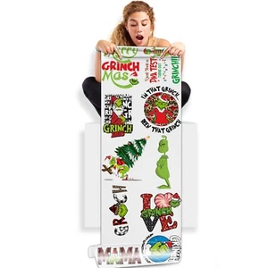 "Hoja de pandillas The Grinch DTF, transferencias DTF, lista para presionar 22"" X 60" - Imagen 1 de 2