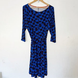 Boden dunkelblau Erica geometrisches Muster Erika Kleid Gr. 16R Gürtel knielang Jersey - Bild 1 von 7