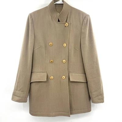 Abrigo Armani Collezioni Hecho en Italia Beige Doble Pecho Guisante Para Mujer 10 Foto 1 de 4