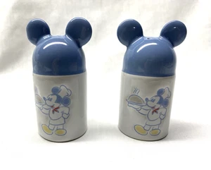 Disney Mickey Mouse Gourmet Ceramic Salt Pepper Shakers Set Chef Kitchen - Picture 1 of 5