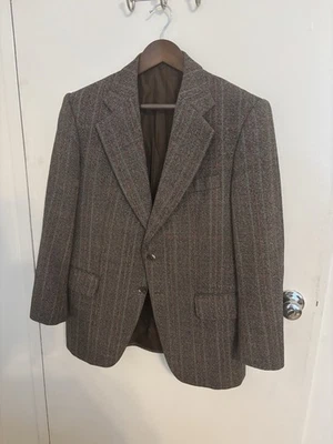Jaqueta masculina de tweed marrom casaco esportivo blazer terno jaqueta 40S feita na Alemanha - Imagem 1 de 4