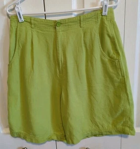 SIGRID OLSEN Linen Green Shorts Size L 12 Beachy Vacation EUC - Picture 1 of 7