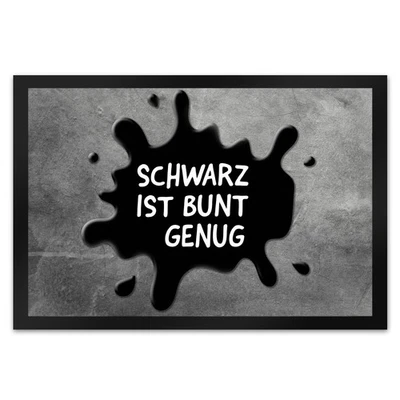 Schwarz ist bunt genug Fußmatte mit Farbklecks Motiv Wohnung Dunkel Farbe Haus - Bild 1 von 4