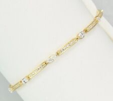 14k Gold Round & Marquise Shape Cubic Zirconia Tennis Bracelet  by SW