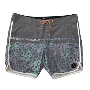 Quiksilver Herren 38 Bade Board Shorts Stretch Stoff Tasche Kordelzug grau grün - Bild 1 von 12
