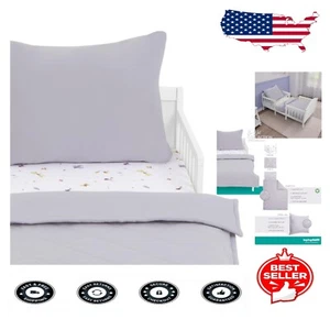 3-Piece Toddler Bedding Set in Dusty Purple - Organic Cotton & Machine Washable - Picture 1 of 9