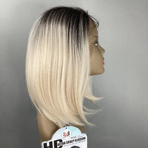 Peluca Kary Raíz Negra Bebé Rosa Corta Bob 13x7 Parte Libre Encaje Frontal Sintético - Imagen 1 de 8