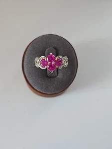 ROSS SIMONS Ring 925 Plated Vermeil Lab-Created Ruby Two Tone Size 8 - Picture 1 of 12