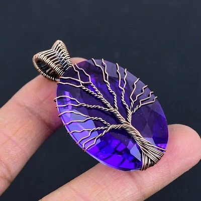 Tree Of Life Amethyst Gemstone Copper Wire Wrapped Gift Pendant Jewelry LC-399 - Image 1 of 4