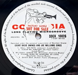 Count Basie Sings And Joe Williams Sings UK 1956 Columbia Mono Factory Sample LP - Picture 1 of 3