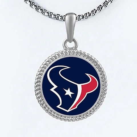 Houston Texans Womens Mens Round Link Chain Pendant Necklace w Gift Pkg D22 Cover