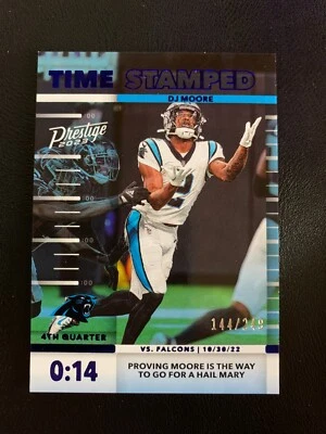 2023 Panini Prestige Time Stamped Xtra Points BLUE SP /249 DJ Moore #TS-10 - Image 1 of 2