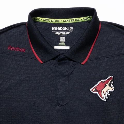 Arizona Coyotes Shirt Men's Large Reebok Center Ice Polo Black Hockey NHL Cover