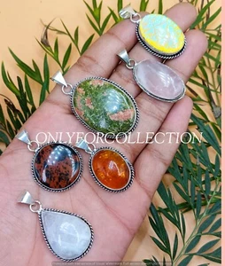 Jasper & Mix Gemstone 925 Sterling Silver Plated Handmade Design Pendants Lot - Picture 1 of 3
