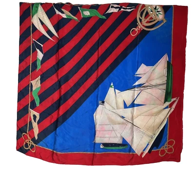 Liz Claiborne Mujer Bufanda Cuadrada Geométrica Náutica Foto 1 de 4