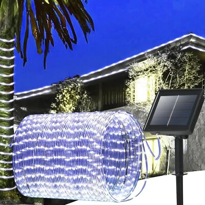 Solar 50/100LED Powered Tube Rope String Fairy Lights Outdoor Garden Patio Decor - Image 1 of 4