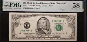 Fr#2122-D* 1985 $50 FRN Cleveland Star Note Ortega-Baker (SN:D00599643*) - Picture 1 of 2