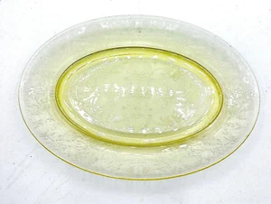 Vintage Hazel Atlas Vertiefung Glas Florentiner Platte oval 11" 1932-'35 - Bild 1 von 8