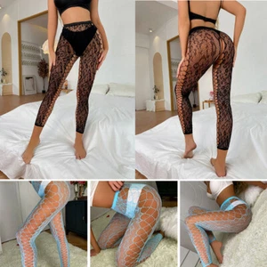 Collant donna vita alta calze sexy a rete collant maglia coscia calze alte - Foto 1 di 14
