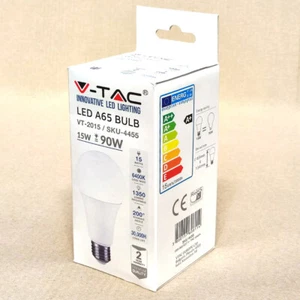 Lampadina LED V-Tac 15W E27 A65 6000K VT-2015 - 4455 Bianco Freddo - 10pz - Foto 1 di 5