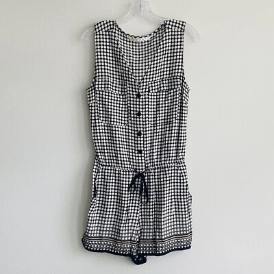 Mameluco Max Studio para mujer con botones cintura ceñida geométrico negro blanco topo talla M Foto 1 de 4