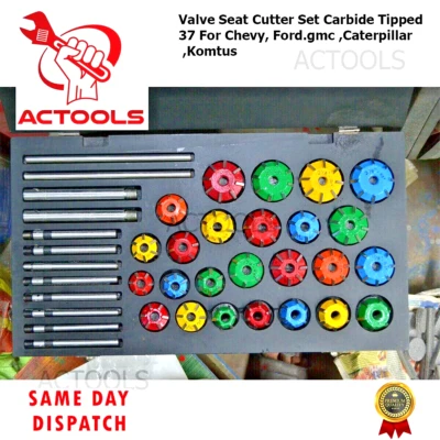 Carbide Valve Seat Cutter Set Tipped 37 For Chevy, Ford.gmc ,Caterpillar ,Komtus - Imagen 1 de 4