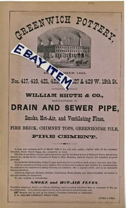 1874 NEW YORK Werbung GREENWICH KERAMIK William Shute & Company - Bild 1 von 2