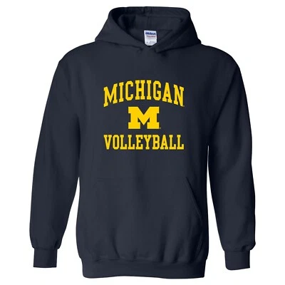 Michigan Wolverines Arch Logo Volleyball University College Team Hoodie - Navy - Image 1 of 4