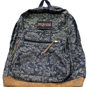 Mochila Jansport Originals Flor Brillante, Azul Cuero Gamuza Parte Inferior - Imagen 1 de 17