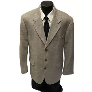 Savile Row Men's Gray Check Sport Coat 100% SILK Jacket 3 Btn Summer Blazer 44 R - Picture 1 of 13
