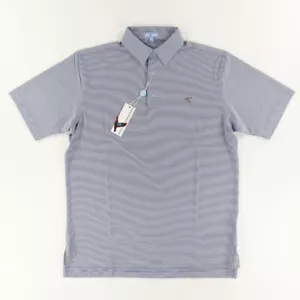 Genteal Pinstripe Embroidered Stretch Polyester Polo Shirt Navy Men's L - Picture 1 of 8