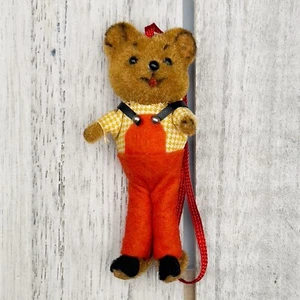 MINTY Kunstlerschutz Handwork VTG Dressed Boy FLOCKED TEDDY BEAR DOLL ORNAMENT - Bild 1 von 10