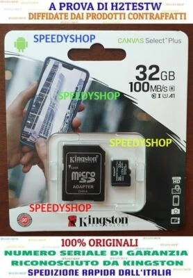 KINGSTON Micro SD 32 GB classe 10 MICROSD 100 MB/S CANVAS PLUS SCHEDA MEMORIA - Immagine 1 di 2