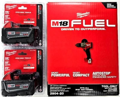 NEW N BOX Milwaukee FUEL 2904-20 M18 1/2" Hammer Drill, W/ 2) 5.0 AH Battery 18V - Image 1 of 4