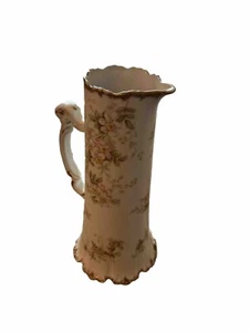Elite Works Limoges 14” Hand Painted Gold Gilt Pitcher Floral Design France - Picture 1 of 5