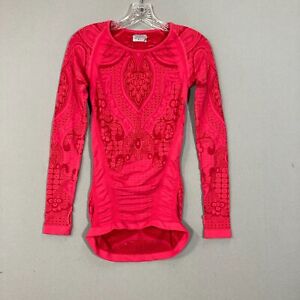 Athleta Womens pink Ruched Long Sleeve Compression Shirt S Thumb Holes FREE SHIP