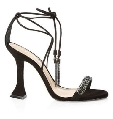 Schutz Bellin Crystal Detail Ankle Wrap Chain Tassels Sandal Sz 7.5 - Image 1 of 4