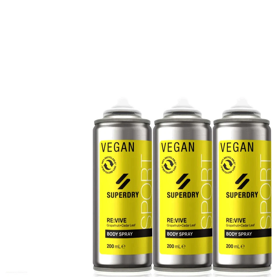 3x200ml SUPERDRY Sport Funky Gelb RE vive Bodyspray Männer Deospray