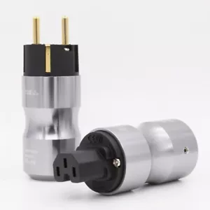 Krell Paar 24k vergoldet EU Schuko Netzstecker IEC C13 C15 Stecker zum Selbermachen - Bild 1 von 2