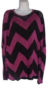 CHELSEA & THEODORE Size XXL Purple Black Chevron Pullover Sweater NWT - Picture 1 of 4