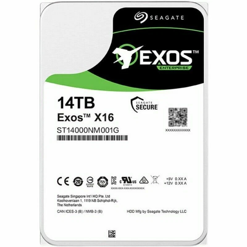 Seagate Exos X16 (7200RPM, 3.5", SATA III, 256MB Cache) 14TB Internal Enterprise Drive - ST14000NM001G