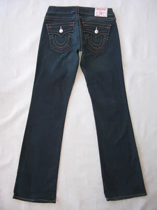 True Religion Becky Petite Flap Bootcut Jean Women Sz 27 Dark Blue w Stretch L31 - Picture 1 of 10