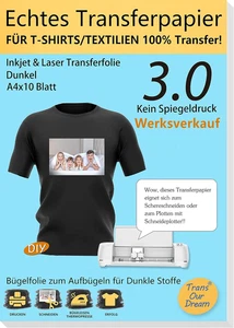 Transourdream A4X10 (Weisse Folie)+1 A3 Silikonpapier,Echte Inkjet/Laser Transfe - Bild 1 von 12