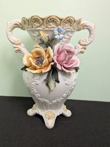 Vintage Capodimonte handgefertigte Keramik Blumenvase, 10" hoch, Made in Italy - Bild 1 von 10
