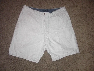 PANTALONES CORTOS NAUTICA marfil lino y algodón frente plano talla 36 Foto 1 de 3